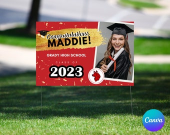 Editable Class of 2023 Graduation Yard Sign Template, High School Graduation Decor, Customizable Grad Party Lawn Sign,24x18 #A2