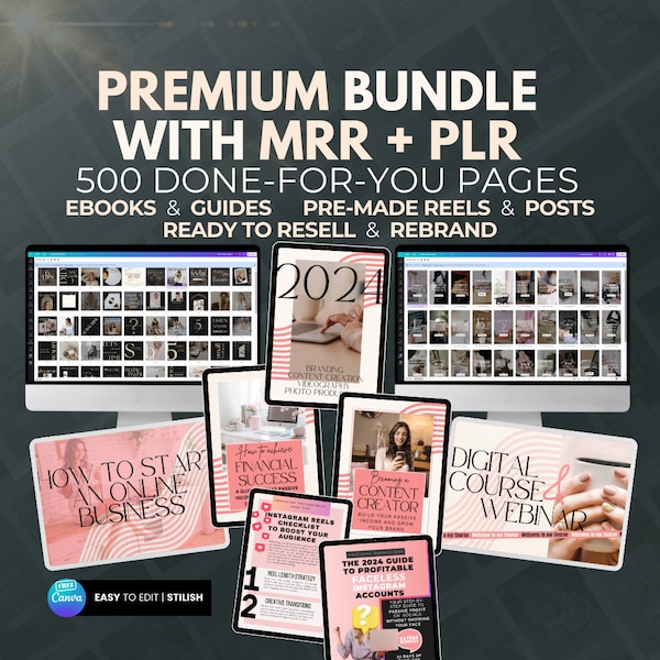 500 PLR MRR Digital Products Done For You Bundle Passive Income Marketing Guide Ebook Template Reels Posts Master Resell Rights DFY Faceless