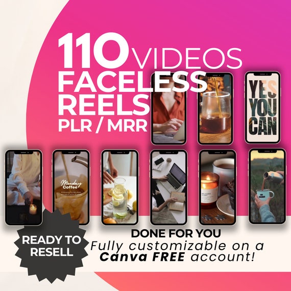 110 PLR MRR Faceless Reels Videos for Digital Marketing With Master Resell  Rights, Done for You Faceless Instagram Templates Tiktok Reels 