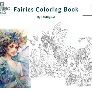 Printable Fairies Coloring Pages | 20 Coloring Pages | Fairy Coloring Pages | Instant Download | Fantasy Coloring Pages