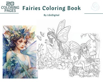 Printable Fairies Coloring Pages | 20 Coloring Pages | Fairy Coloring Pages | Instant Download | Fantasy Coloring Pages