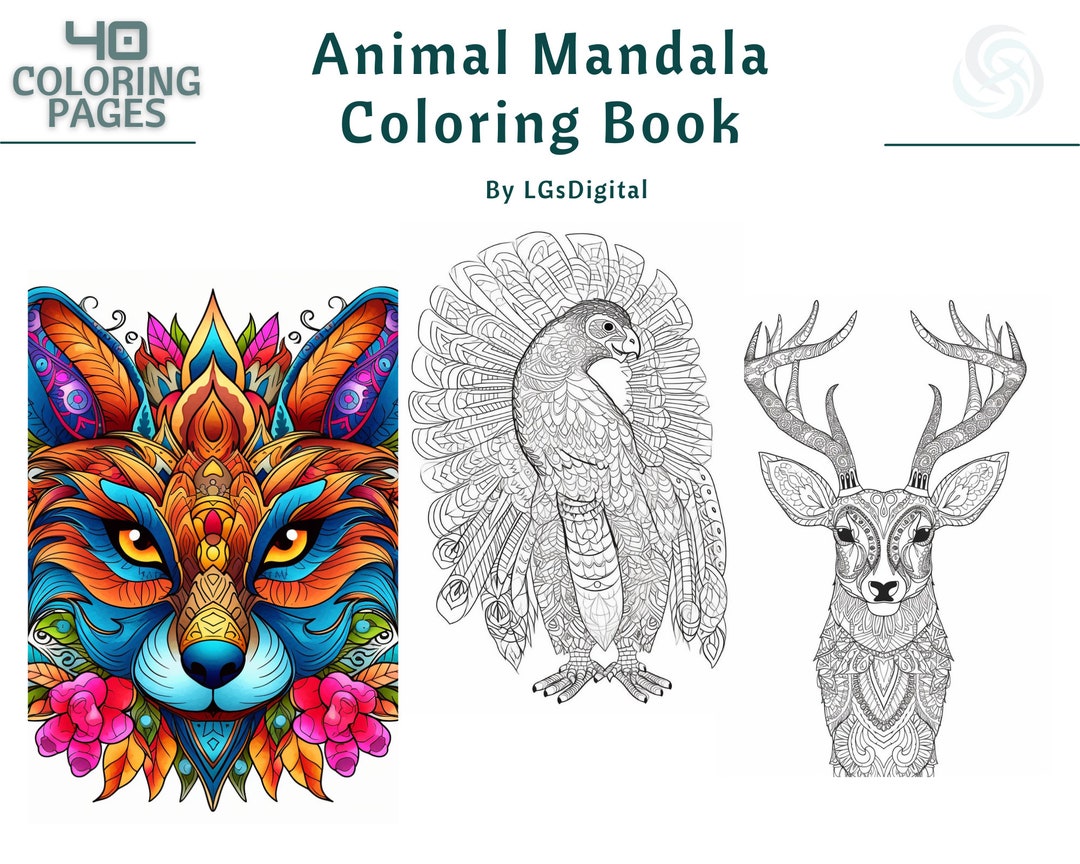 Coloring Page Animal Mandala | 40 Coloring Pages | Printable Coloring ...