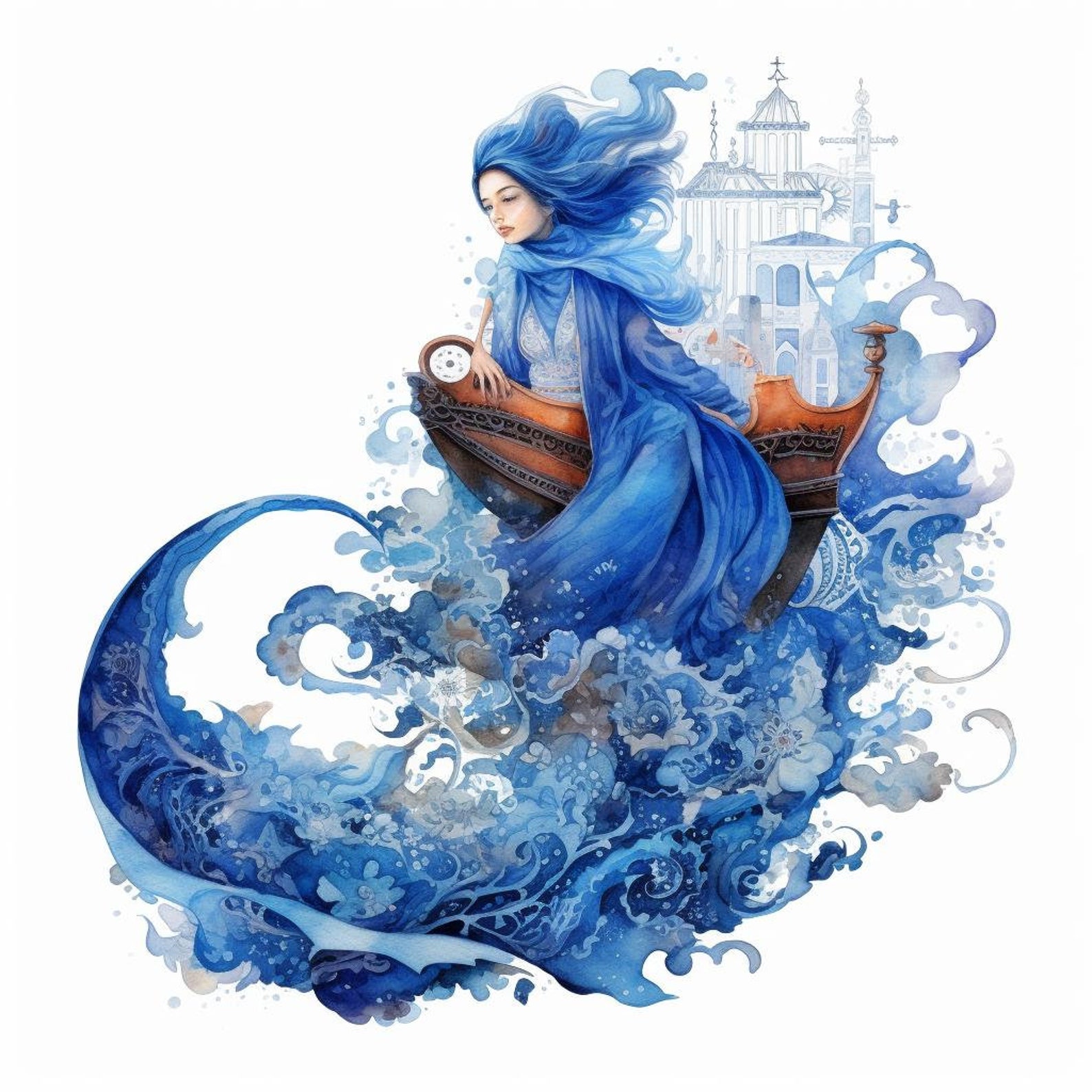 156 Blue Fantasy Clipart | Blue Fairy Clipart | Watercolor Clipart ...