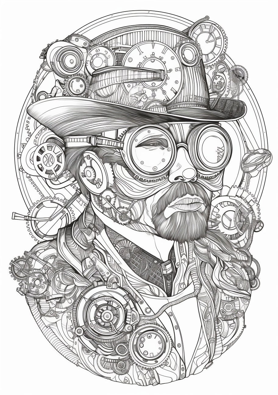 Steampunk Gentlemen | 30 Pages Coloring Pages | Instant Download ...