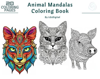 Páginas para colorear de Mandalas de animales / Páginas para colorear para adultos imprimibles / Páginas para colorear para niños imprimibles / PDF imprimible / Descarga instantánea
