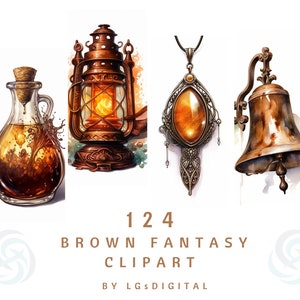 124 Brown Fantasy Clipart | Brown Fairy Clipart | Watercolor Clipart | Digital Download | Commercial Use | PNG | 300 DPI