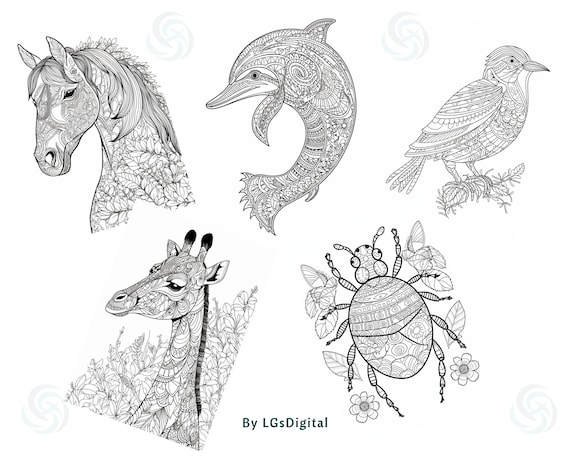 142 Animals Mandala Coloring Pages Graphic by BOO. DeSigns