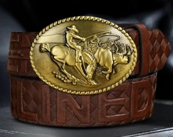 Handgemaakte Bull Mens lederen riem, Western Cowboy lederen Bull Belt, perfect voor vaderdagcadeau, bruidsjonkers geschenken, cadeau voor hem