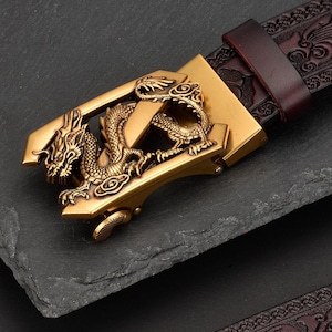 Ręcznie robiony męski pasek skórzany Dragon, klamra do paska Dragon, pasek kowbojski w stylu western, prawdziwa skóra, prezenty świąteczne, prezenty dla drużbów, prezent dla niego