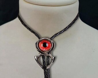 Handmade Spider Shape Cat Eye Stone Bolo Tie With Leather Rope, Western Cowboy Bolo Tie, Mens Necklace, Wedding Bolo Tie, Gift For Him