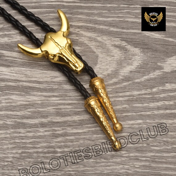 Cravatta Western Bolo Cowboy - Pelle Nera Con Ciondolo Vintage 489645 - Foto 5