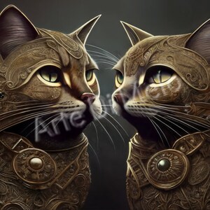 Digitale Illustration zum Download, Kätzchen, druckbare Katzenkunst, Pussycats, lustige Katzen