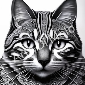 Digital illustration for download, kittens, printable cat art, pussycats, funny cats
