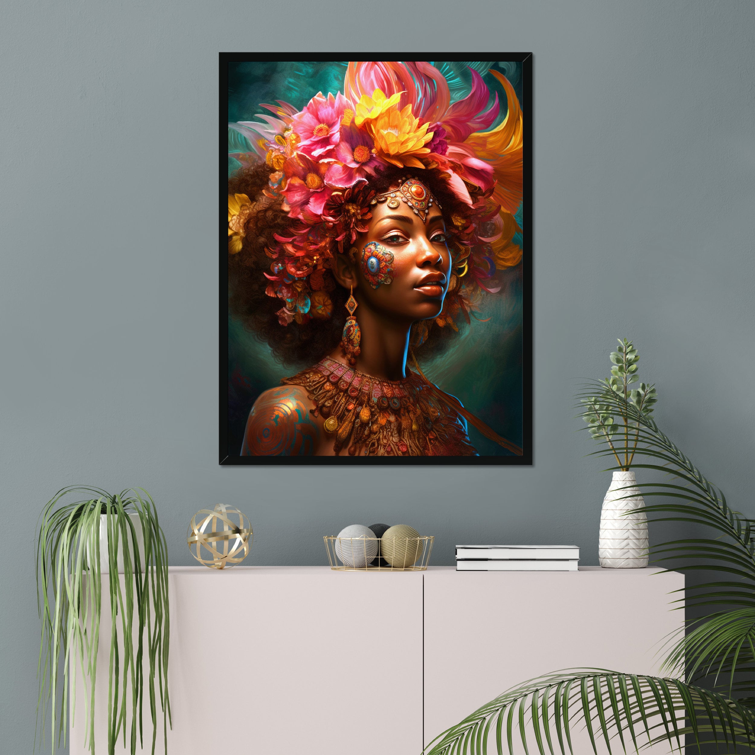 Garden of Grace Digital Download, AI Art, Printable Wall Art, Black