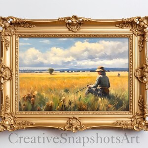 Landscape Contemplation - Printable Wildflower Field Country field Digital Download Oil painting Nature painting AI Art wall art wall decor