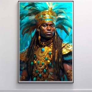 Regalia of Resilience: A Cultural Tribute Wall Art, Home Decor, AI Art, Printable Wall Art, Black Art, Black Man Art, Exotic Decor