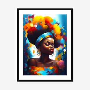 Kaleidoscope Dreams - Colorful Contemporary Portrait Digital Download AI Art Printable Wall Art, Black Girl Wall Decor Black Art Print