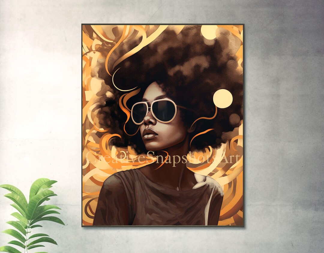 Afro Chic Reverie - Digital Download Printable Art, Black Girl Instant ...