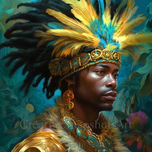 Cultural Splendor - Digital Download, Wall Art, Home Decor, AI Art, Printable Wall Art, Black Art, Black Man Art, Exotic Decor
