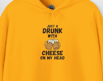 Drunk With Cheese On My Head Green Bay Football Hoodie | Funny Foodie Meme Sweatshirt