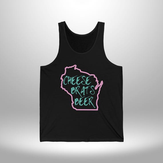 Wisconsin Beer Brats Cheese Unisex Jersey Tank Top, Wisconsin Tank, Beer Brats Cheese Shirt, Foodie Tank, Food Lover Gift