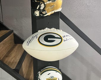 floating football display mount for laces facing up.