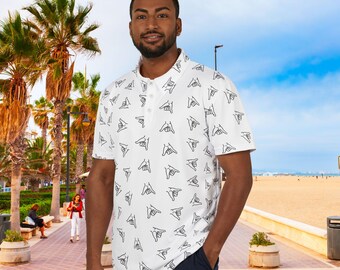 White Shaka Unisex Polo Shirt, Snowboarding, Skateboarding, Surf Shirt, Ski Shirt, Snowboard Shirt, ski gift, snowboard gift, surf gift