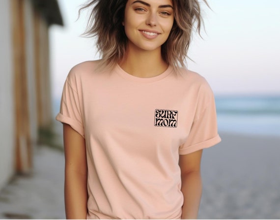 Surf Mom T Shirt, small logo, Beach Lover Gift, Surfing Graphic Tee, Mother's Day Present, surf shirt, mom gift