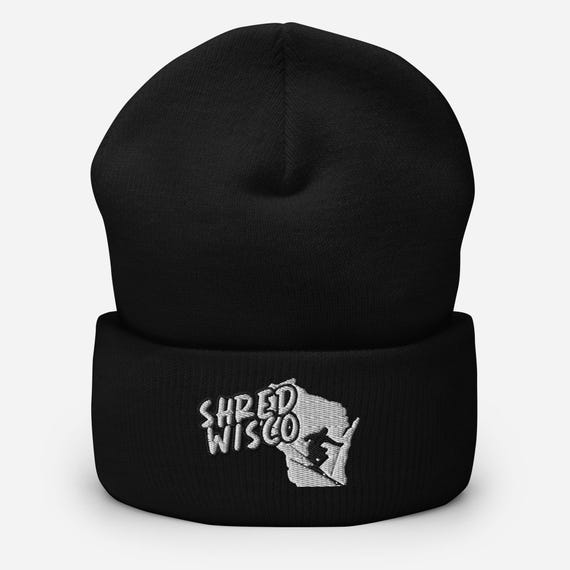 Shred Wisco Ski Cuffed Beanie, Wisconsin, Ski, Snowboard, ski gift, winter, hat