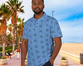 Light Blue Shaka Polo Shirt, Snowboarding, Skateboarding, Surf Shirt, Ski Shirt, Snowboard Shirt, ski gift, snowboard gift, surf gift