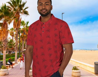 Red Shaka Unisex Polo Shirt, Snowboarding, Skateboarding, Surf Shirt, Ski Shirt, Snowboard Shirt, ski gift, snowboard gift, surf gift