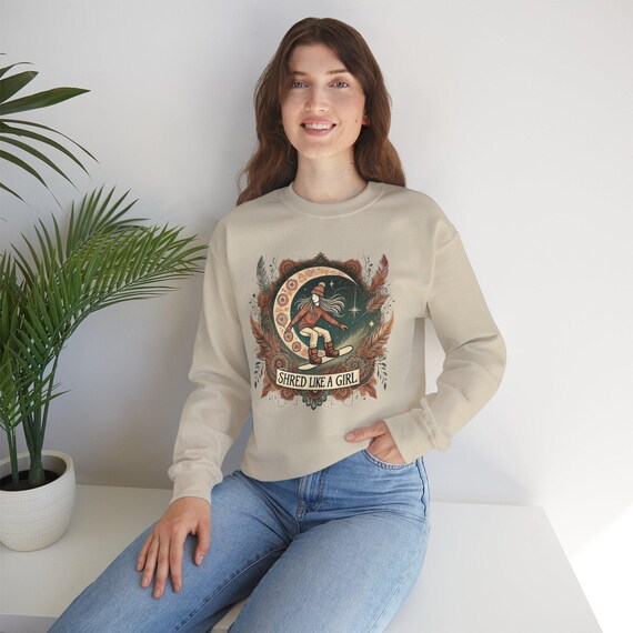 Shred Like a Girl Crewneck Sweatshirt, Unisex Skate Sweatshirt, Cozy Fashion for Skaters, Motivational Gift for Her, Statement Apparel