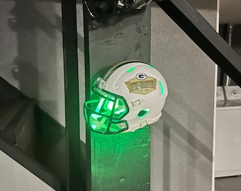 2 Pack mini Football Helmet multi color Led light W/remote Floating Wall Mount *Helmets not included**, display, mount, helmet, man cave,