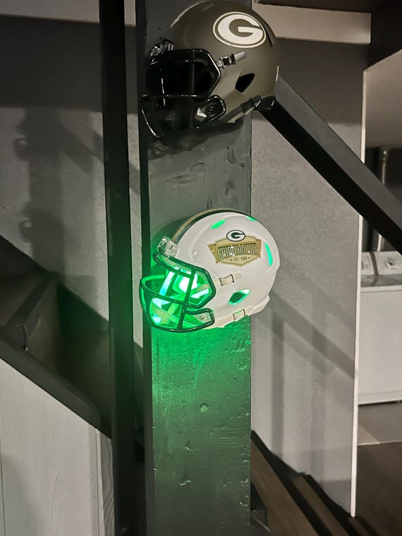 2 Pack mini Football Helmet multi color Led light W/remote Floating Wall Mount *Helmets not included**, display, mount, helmet, man cave,