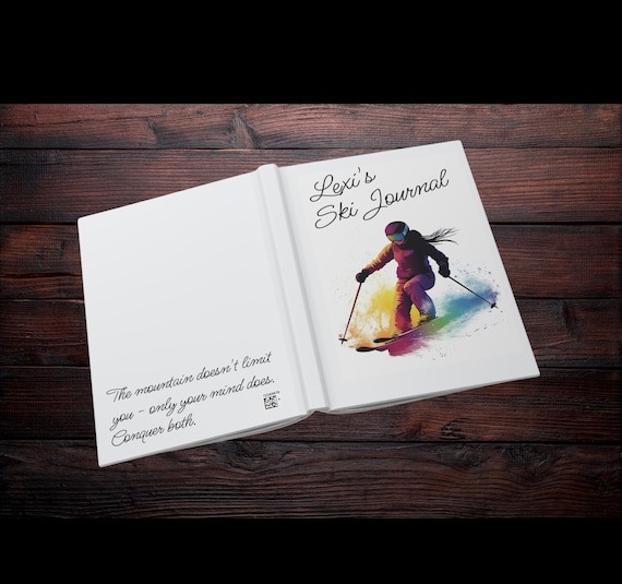 Personalized Name Ski Hardcover Journal Matte, Notebook, Winter Sports Diary, Mountain Adventure Planner, Gift for skiers