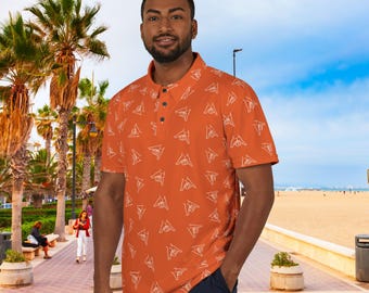 Orange Shaka Unisex Polo Shirt, Snowboarding, Skateboarding, Surf Shirt, Ski Shirt, Snowboard Shirt, ski gift, snowboard gift, surf gift