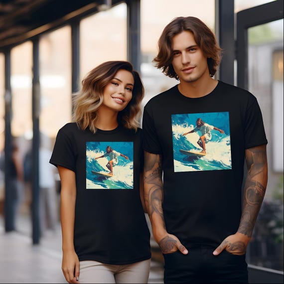 Surfing Jesus Tee, Christian Graphic Tee, Religious Beach Shirt, Unisex Waves T-Shirt, Inspirational Top, Ocean Lover Gift