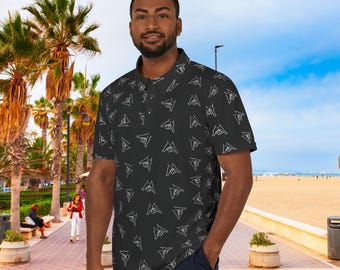 Black Shaka Unisex Polo Shirt, Snowboarding, Skateboarding, Surf Shirt, Ski Shirt, Snowboard Shirt, ski gift, snowboard gift, surf gift