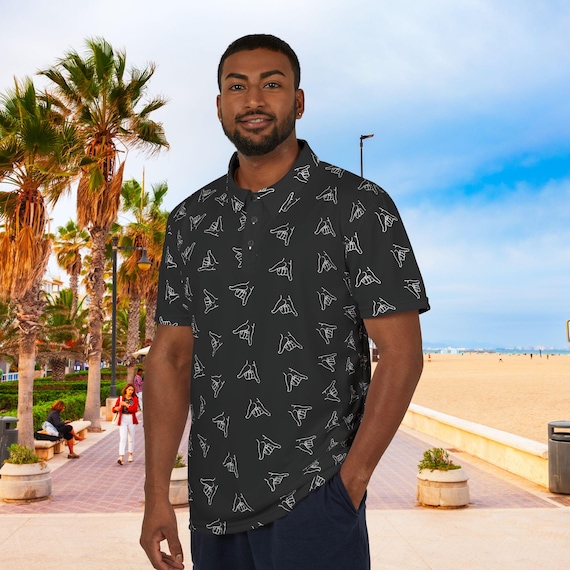 Black Shaka Unisex Polo Shirt, Snowboarding, Skateboarding, Surf Shirt, Ski Shirt, Snowboard Shirt, ski gift, snowboard gift, surf gift