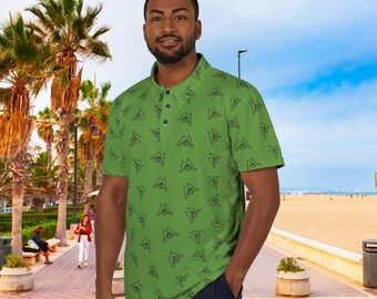 Green Shaka Unisex Polo Shirt, Snowboarding, Skateboarding, Surf Shirt, Ski Shirt, Snowboard Shirt, ski gift, snowboard gift, surf gift
