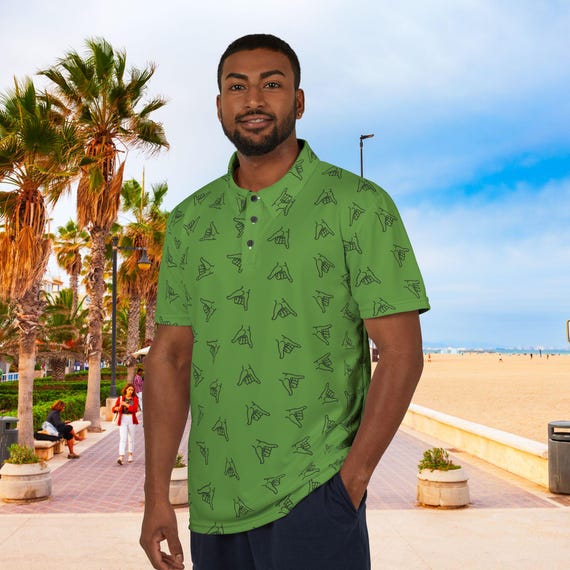 Green Shaka Unisex Polo Shirt, Snowboarding, Skateboarding, Surf Shirt, Ski Shirt, Snowboard Shirt, ski gift, snowboard gift, surf gift
