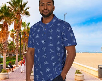 Dark Blue Shaka Unisex Polo Shirt, Snowboarding, Skateboarding, Surf Shirt, Ski Shirt, Snowboard Shirt, ski gift, snowboard gift, surf gift