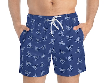 Blue Shaka Hang Loose Swim Trunks, Men's Beach Board Shorts