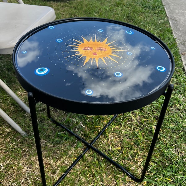 Painted Side Table Etsy