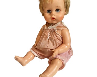 Vintage 1964 American Character Tiny Tears Vinyl Doll 17 W / Original Schnuller