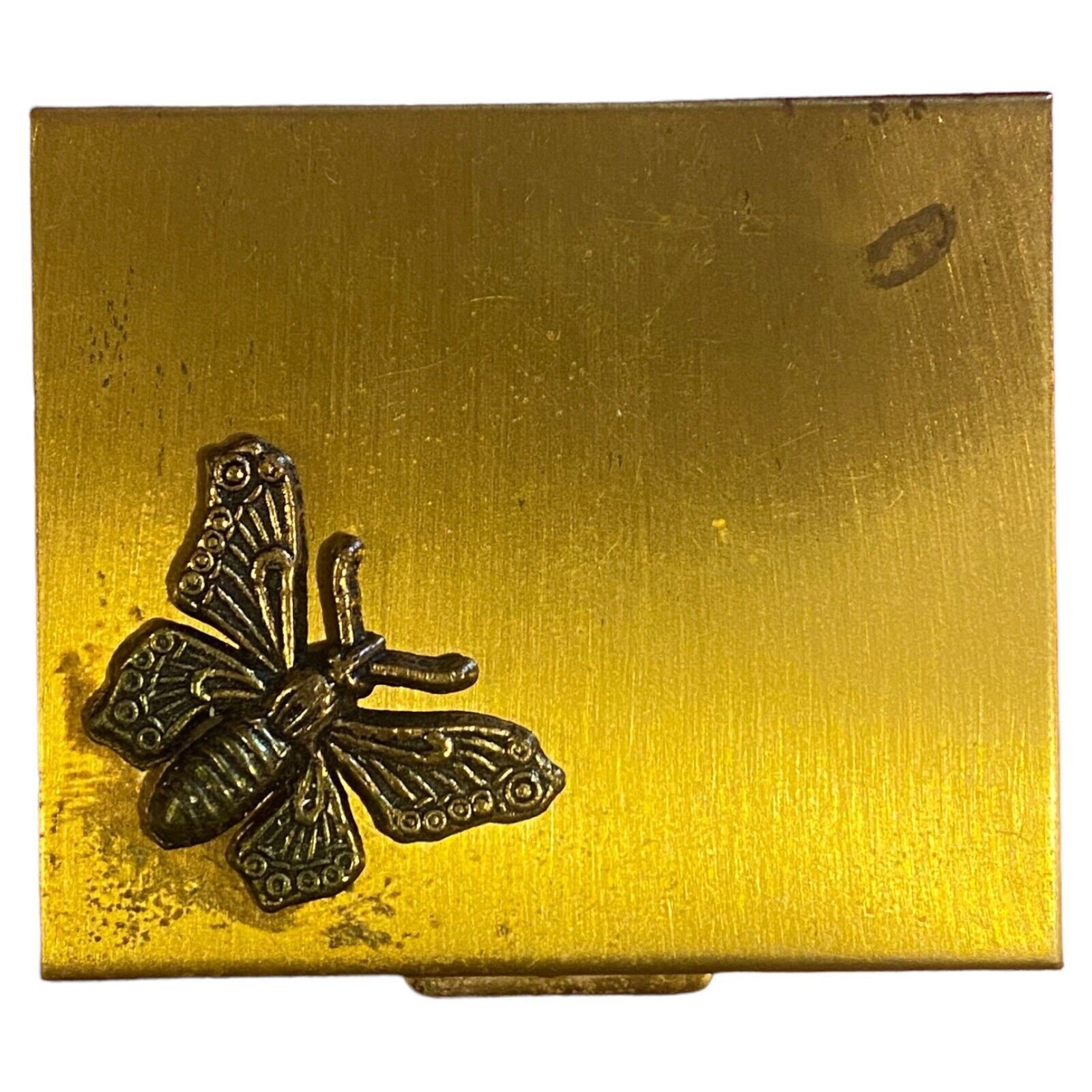 VTG 50s 60s Gold Tone Butterfly Powder Compact Vintage Cosmetics Makeup MCM