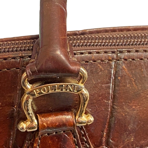Vintage 1980s Italian Brown Croc Embossed Leather… - image 8