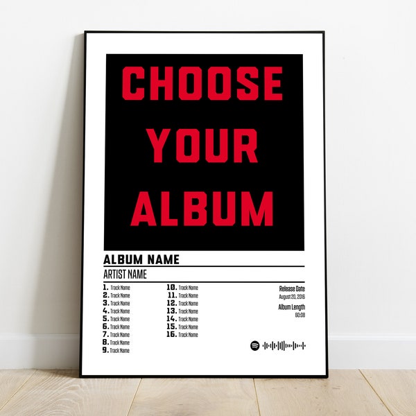 Custom Music Poster | Choose Your Favourite Album Poster | Custom Album Posters | Wall Decor Birthday Music Gifts | Music Wall Art Print