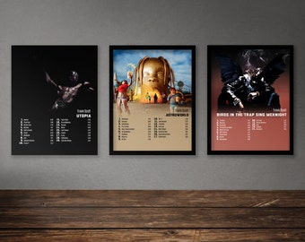 Travis Scott Poster Set Of 5 Album Poster | Astroworld | UTOPIA | Rodeo | Jackboys | Birds in the Trap Sing McKnight | Digital Download