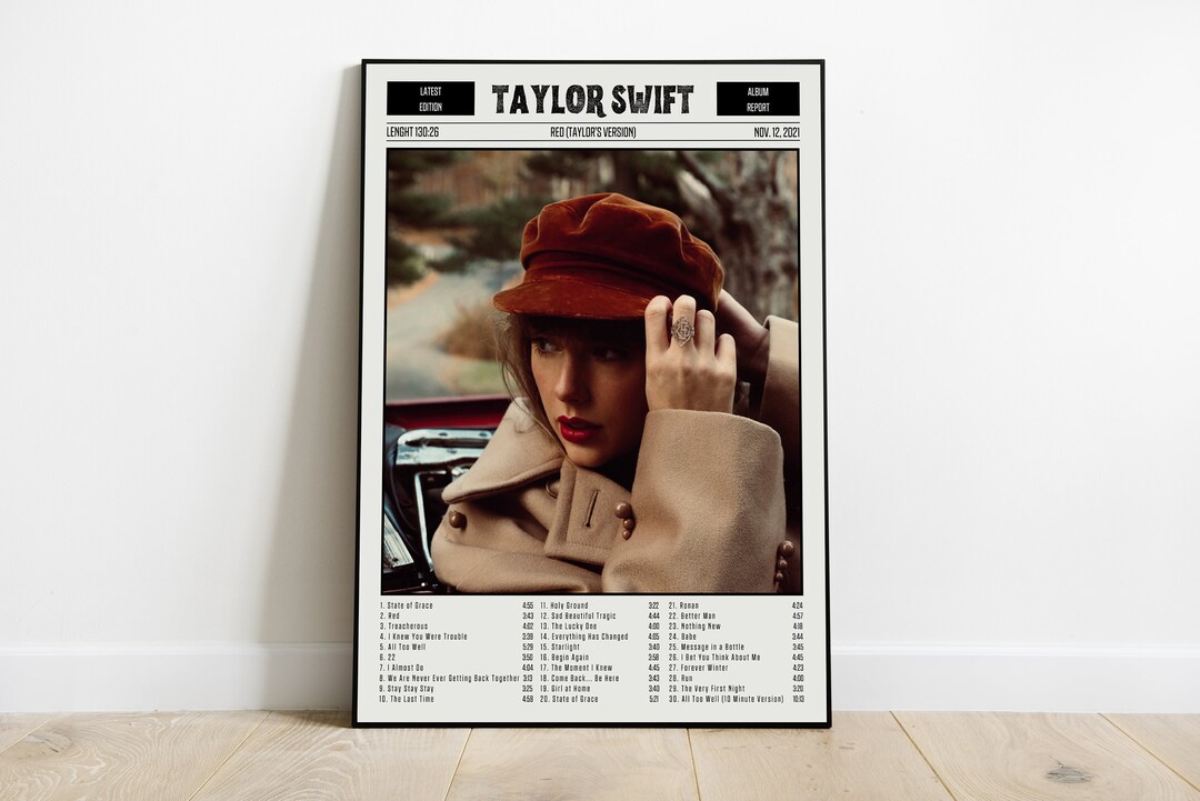 Taylor Swift Poster Red taylor's Version Album Poster Etsy